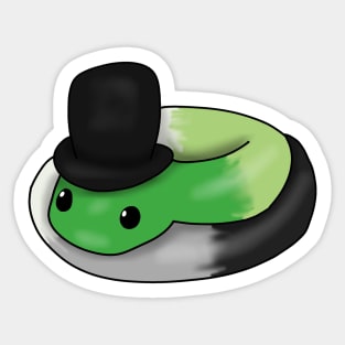 Aromantic Snake in a top hat Sticker